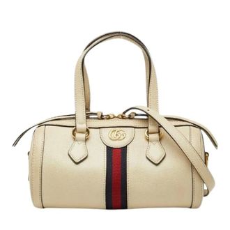 Gucci Pre-owned Ophidia GG Supreme Handtas - Dames - Pre-owned - Beige - Maat: ONE Size Leer