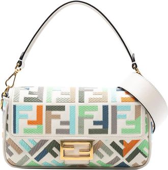 Fendi Pre-owned Fendi Zucca Embroidered Canvas Baguette Satchel 8BR600 ANH4 238 4095