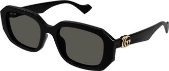 Gucci Vierkante Zonnebril - Dames - Zonnebrillen - Zwart - 54 MM - Nylon - Accessoires