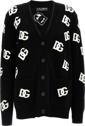 Dolce & Gabbana Black Jacquard Logo Cardigan