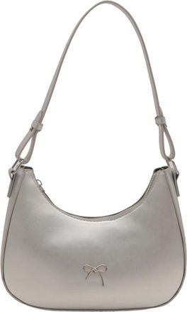 Generic Crescent Shoulder Bag PU Leather Hobo Handbag Trendy Clutch Bag Y2k Tote Bag Purses Underarm Purse for Women Girls (Silver)