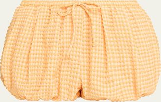 SIMKHAI Addie Textured Gingham Bubble Shorts