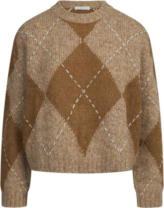 Ballantyne Jersey de Corte Entallado con Diamantes - Knitwear - Mujer - Beige - XS