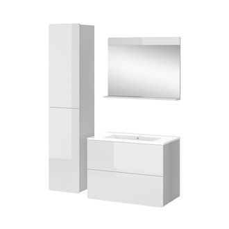 Vicco Conjunto De Muebles De Ba&ntilde;o Izan, Blanco, 4 Piezas Con Mueble Alto