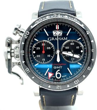 Graham Pre-owned Graham Chronofighter GMT Chronograph Automatic Blue Dial Mens Watch 2CVBC.U02A.L129S