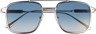 Cartier 54mm Rectangular Gradient Sunglasses in Silver at Nordstrom