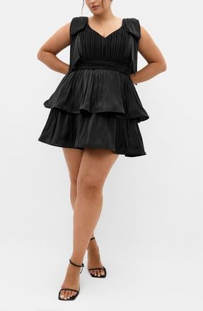 City Chic Betty Bow Cocktail Dress in Black at Nordstrom, Size Xxxs