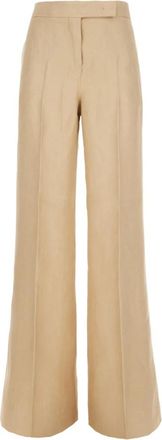 Max Mara Wijde broeken - Dames - Wijde Broeken - Beige - M - Linnen - Broeken