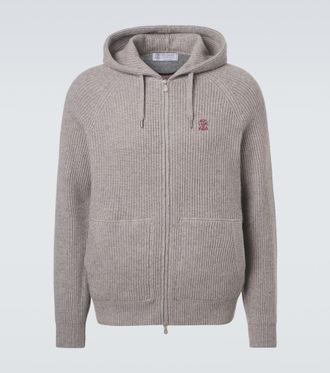 Brunello Cucinelli Ribbed-knit cashmere zip-up cardigan