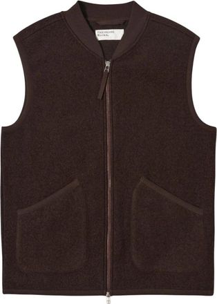 Universal Works Wollen Fleece Ritsvest - Heren - Bodywarmers - Bruin - XL - Wol - Jassen