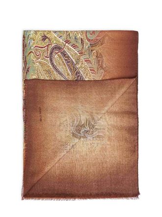 Etro Paisley Jacquard Wool Scarf - Brown