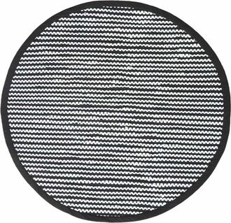 Homescapes Homescapes - Groove Black and White Monochrome Stripy Cotton Chindi Rug, 150 cm Round