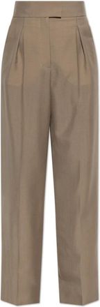 Valentino Garavani British Mohair Broeken - Dames - Wijde Broeken - Beige - L - Wol - Broeken