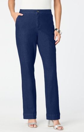 Roaman's Plus Size High-Rise Bootcut Denim Trouser in Medium Wash at Nordstrom, Size 26