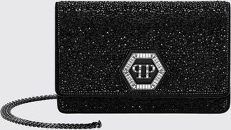 Philipp Plein Mini borsa a mano in pelle con logo Hexagon e strass