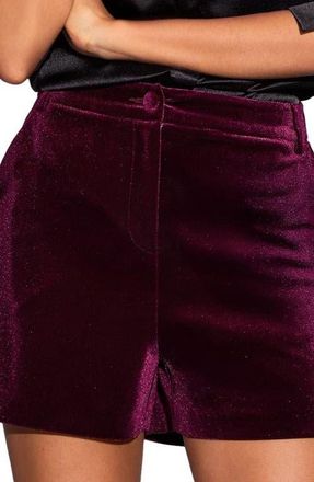 Lipsy High Waist Velvet Shorts in Burgundy Red at Nordstrom, Size 12 Us