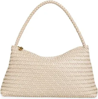 Madewell The Signature Woven Collection Leather Shoulder Bag in Vintage Muslin at Nordstrom
