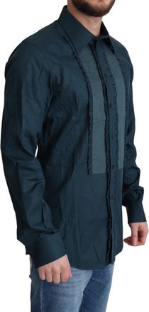 Dolce & Gabbana Pleated Placket Cotton Shirt - Blue