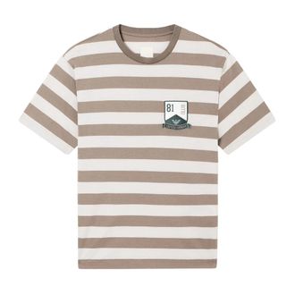 Emporio Armani Gestreept katoenen T-shirt - Heren - T-shirts - Beige - XL - Katoen - Tops