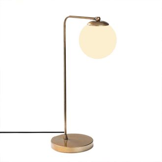 Wonderlamp L&aacute;mpara de mesa minimalista cobre con esfera de cristal opal