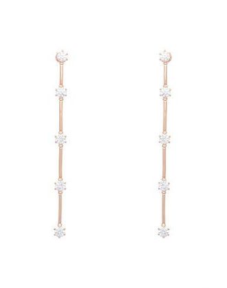 Swarovski Constella drop earrings, Round cut, White, Rose gold-tone plated