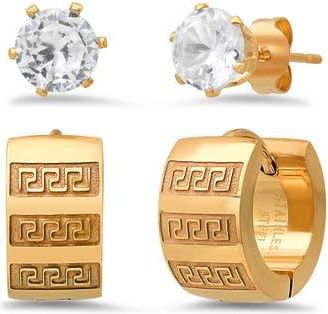 HMY Jewelry Set of 2 Huggie Hoop & Crystal Stud Earrings in Gold at Nordstrom Rack