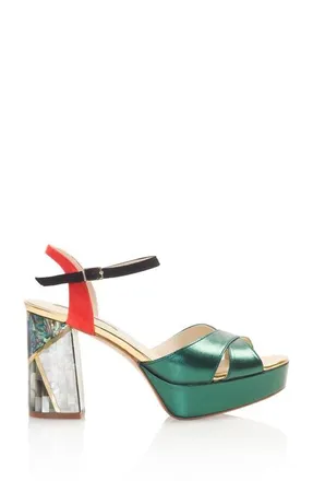 Freya Rose Kami Ankle Strap Pearl Heel Sandal in Green at Nordstrom, Size 36