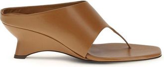 Khaite Brown Calf Leather Bos Taurus Platform Womens Sandals