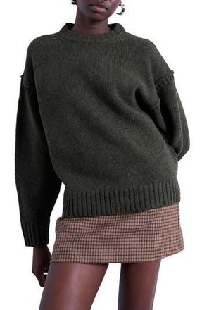 Topshop Exposed Seam Relaxed Fit Sweater in Khaki Green at Nordstrom Rack, Size X-Small