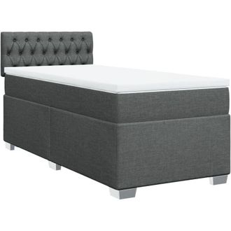 vidaXL Vidaxl - Cama Box Spring Con Colch&oacute;n Tela Gris Oscuro 90x190 Cm
