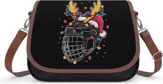 Generic Ice Hockey Christmas Santa Sports Player Small Womens Crossbody Bags Shoulder Handbag with Adjustable Strap for Travel
