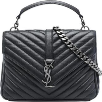 Saint Laurent Pre-owned College Satchel - Dames - Vintage Schoudertas - Zwart - ONE Size - Vintage