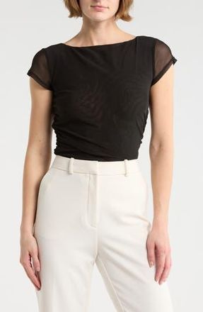 Wayf Ruched Cap Sleeve Top in Black at Nordstrom Rack, Size X-Large