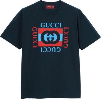 Gucci Printed Cotton Jersey T-shirt Navy 796395-XJHDB-4027