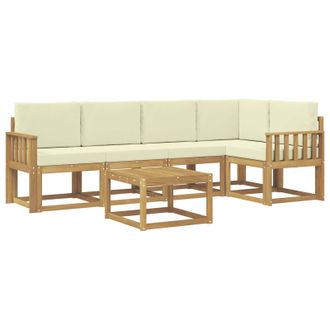 vidaXL Conjunto De Sof&aacute;s De Exterior Con Coj&iacute;n 6 Pcs Blanco Y Crema Vidaxl