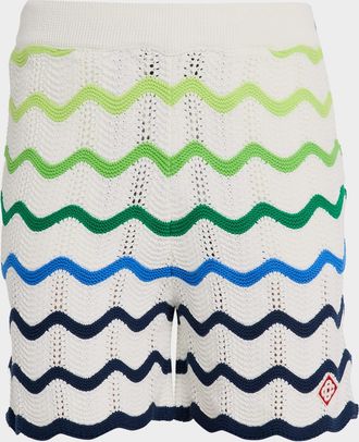 Casablanca Mens Wave Crochet Cotton Pull-On Shorts