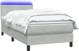 vidaXL Cama Box Spring Con Colch&oacute;n Terciopelo Gris Claro 90x210 Cm Vidaxl