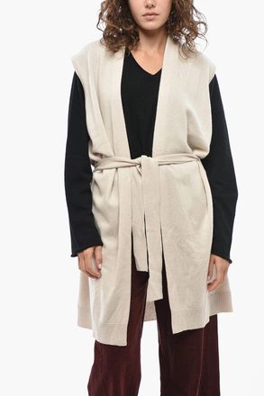 Bruno Manetti Maxi Cardigan Senza Maniche in Cashmere con Cintura Bruno Manetti