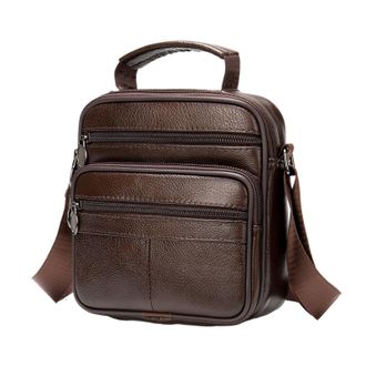 Generic Compatible For Mens Shoulder Bag Simple Layer Casual(Coffee)