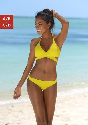 Bench Triangel-Bikini BENCH., Damen, Gr. 32, Cup A/B, gelb, Polyamid, unifarben, Bikini-Sets Triangel-Bikini, in Wickeloptik