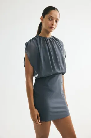H&M Dual-fabric Draped Dress in Dark Gray at Nordstrom, Size Xx-Small
