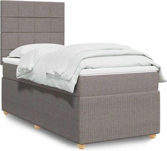 vidaXL Cama Box Spring Con Colch&oacute;n Tela Gris Taupe 80x200 Cm Vidaxl