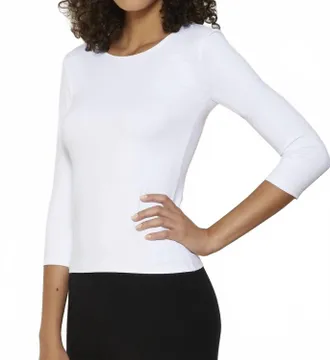 Only Hearts Delicious 3/4 Sleeve Crew Neck Top In White