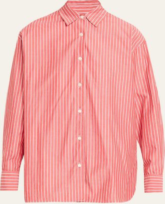 Nili Lotan Yorke Pinstripe Oversized Button Down Shirt