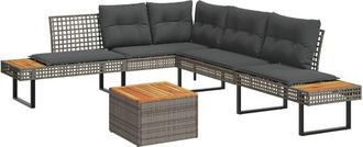 vidaXL Set Sof&aacute;s Jard&iacute;n Y Cojines 2 Pzas Rat&aacute;n Sint&eacute;tico Acacia Gris Vidaxl