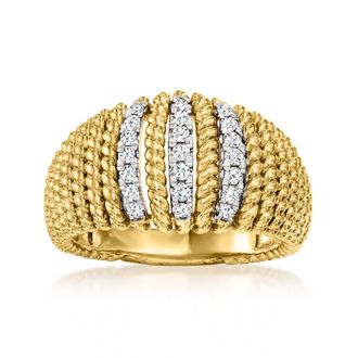 Ross-Simons Diamond Roped Ring in 18kt Gold Over Sterling