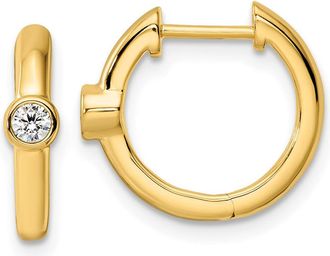 Diamond2Deal 14k Gold 1/8 ct Lab Grown Diamond Hinged Hoop Earrings VS Clarity, D-E Color