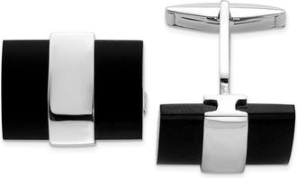 Diamond2Deal Sterling Silver Onyx Cuff Links