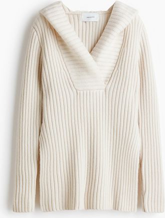 H&M Hooded wool jumper - White