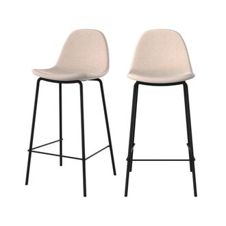 Rendez-Vous D&eacute;co Set de 2 sillas para isla central en tela beige 65 cm